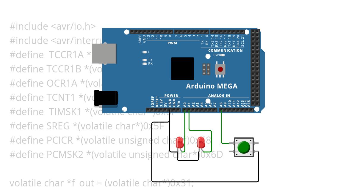Timer and Pin change Interrupt simulation