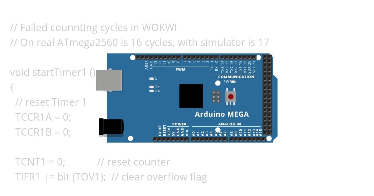 Arduino Mega - 16-bit timers/counters - FAILED simulation