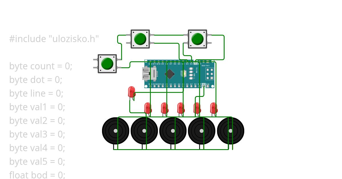Dot matrix printer driving (all 5 pins, preset graphics) simulation