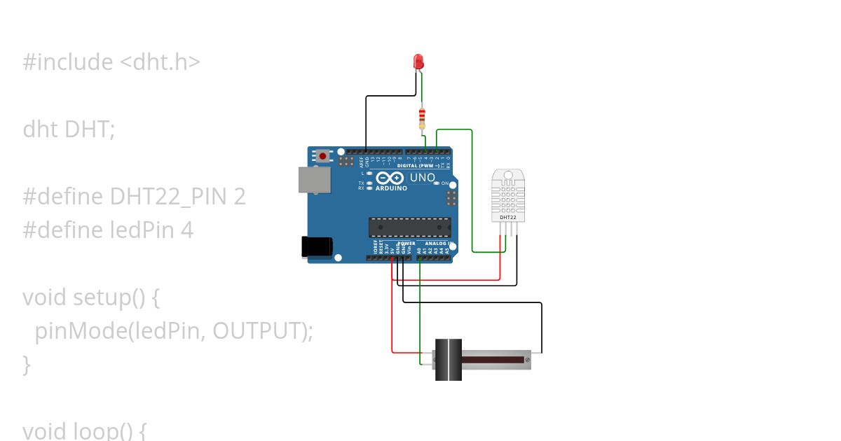 dht22 termistor + led simulation