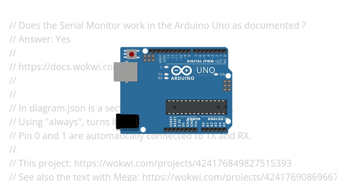 Testing the Serial Monitor (Uno) simulation