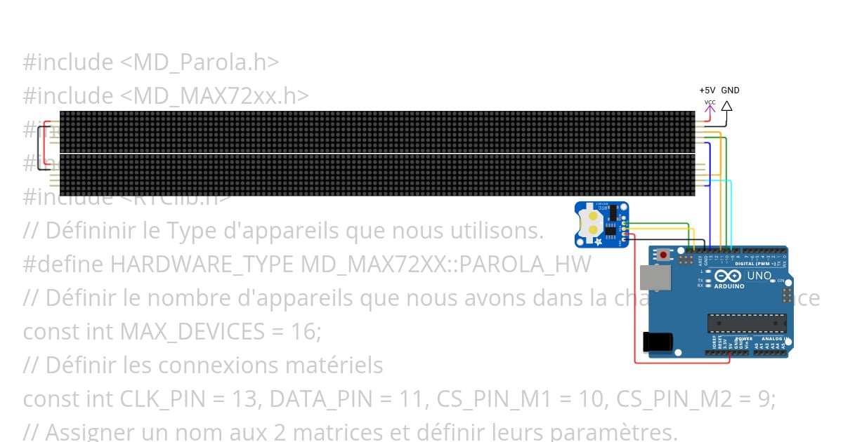 CIPAD 63_1-Horloge Calendrier sur MAX7219 simulation