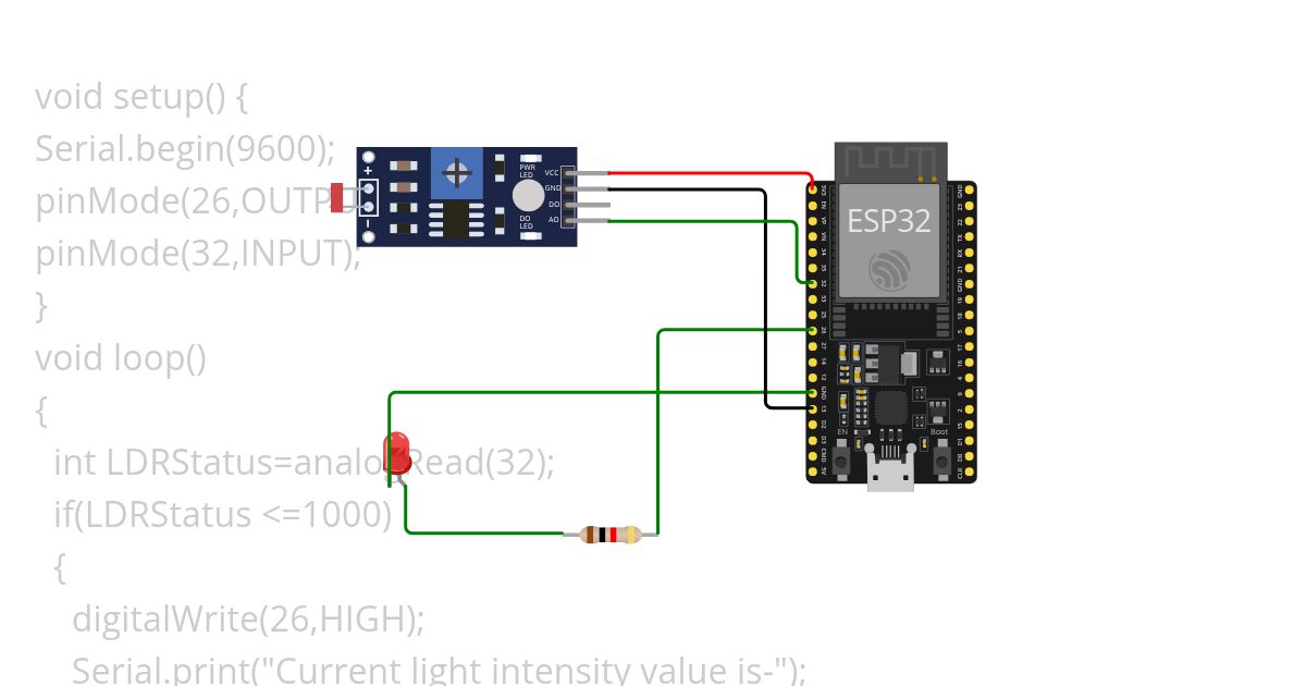 interfacing led with ESP32 simulation