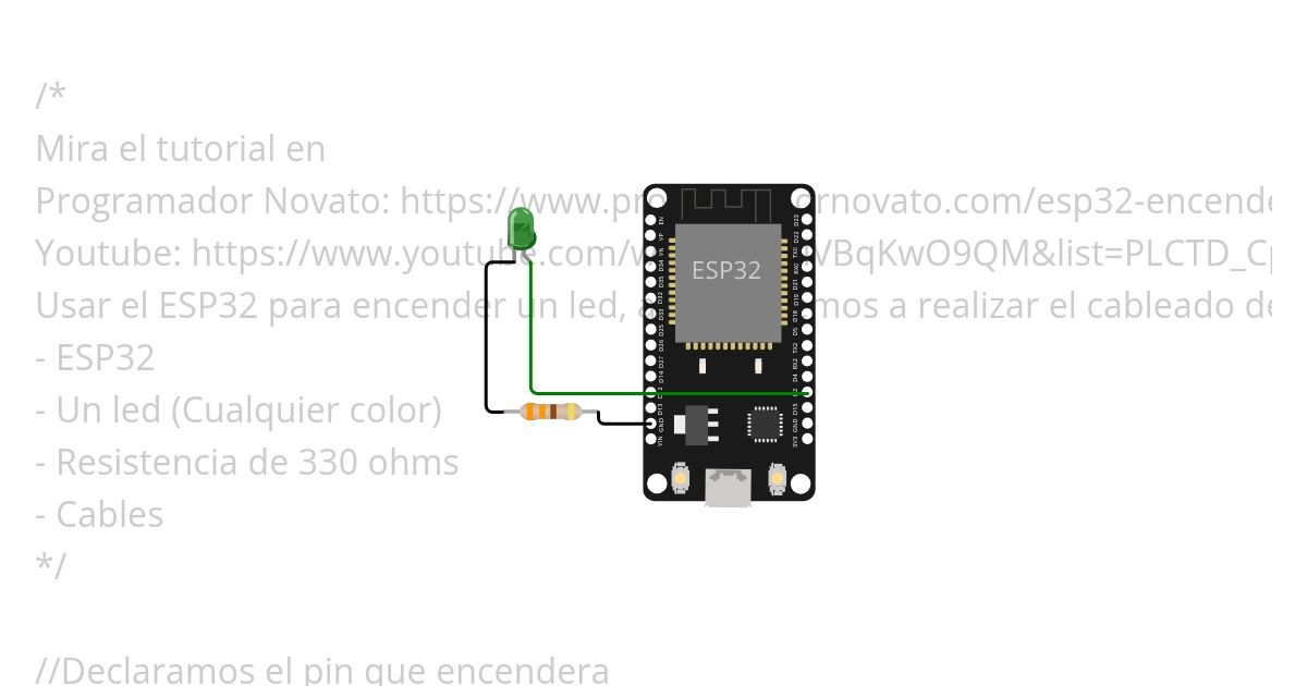 ESP32 Encender un led simulation