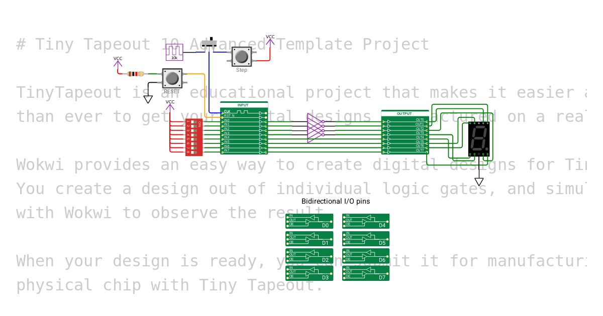 Tiny Tapeout 10 Advanced Template (bidir) Copy simulation