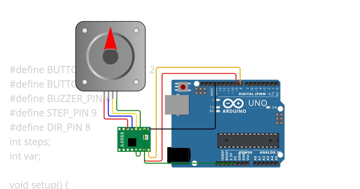 STEPPER MOTOR AND BUTTON Copy simulation