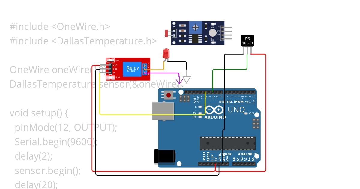 relay+DS18B20  simulation
