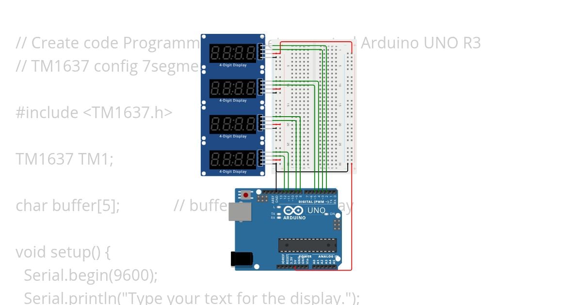New Create code C++  Setup config TM1637 + 7segment simulation