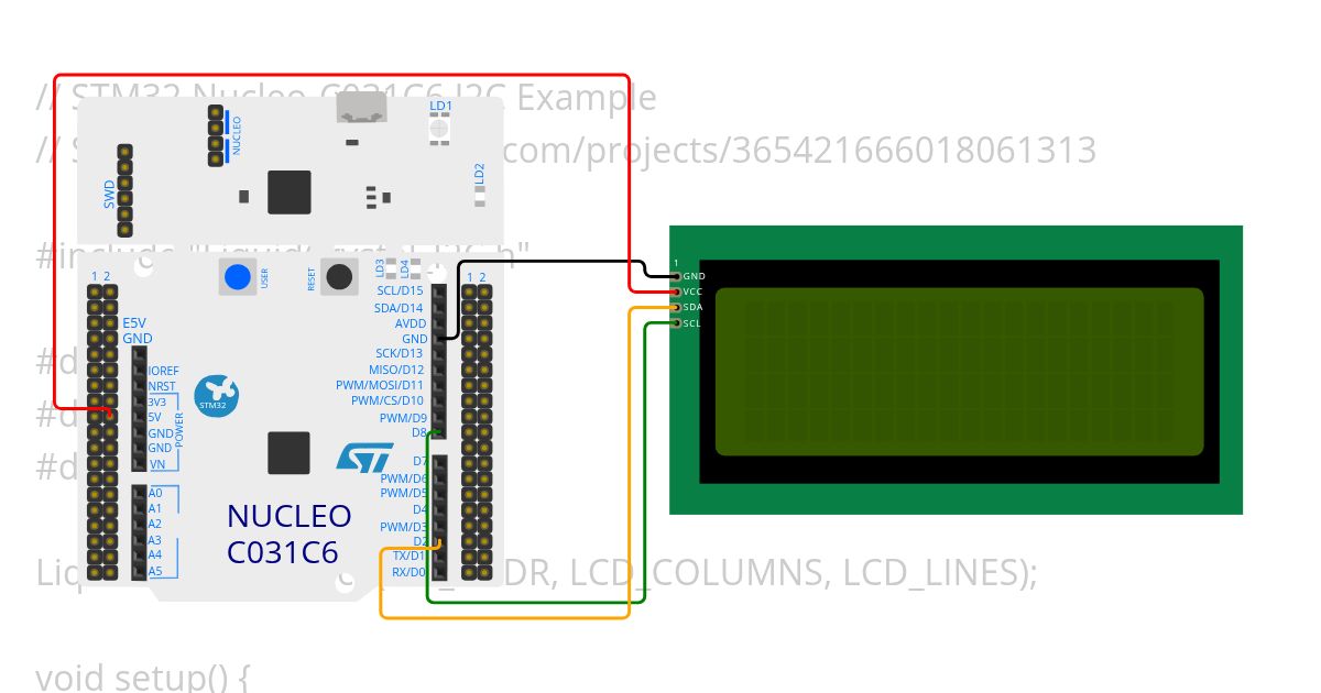 ST Nucleo - LCD I2C Copy simulation