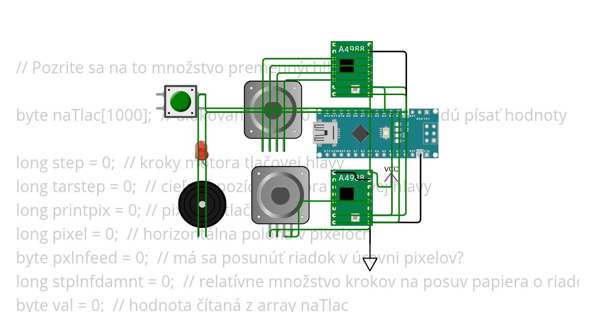 A4 Full page low speed dot matrix printer (20px/cm to 50px/cm) simulation