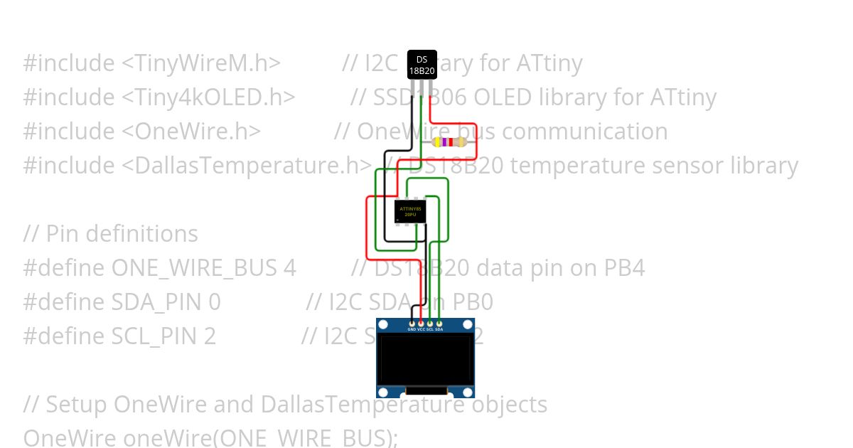 ATTINY85 DS18B20 simulation