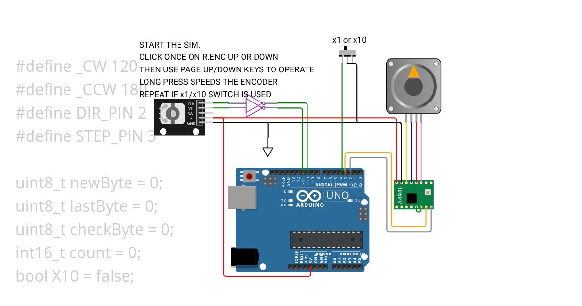 Rotary Encoder Counter/Stepper Control simulation