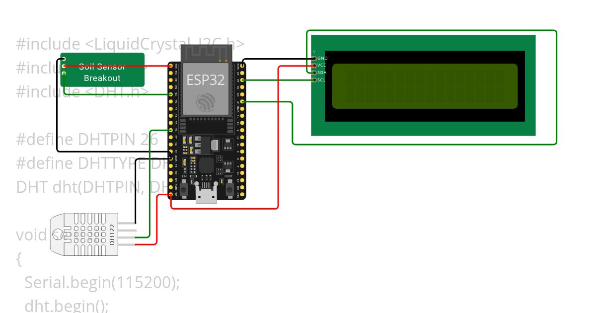 ESP32_LCD_DHT11 simulation