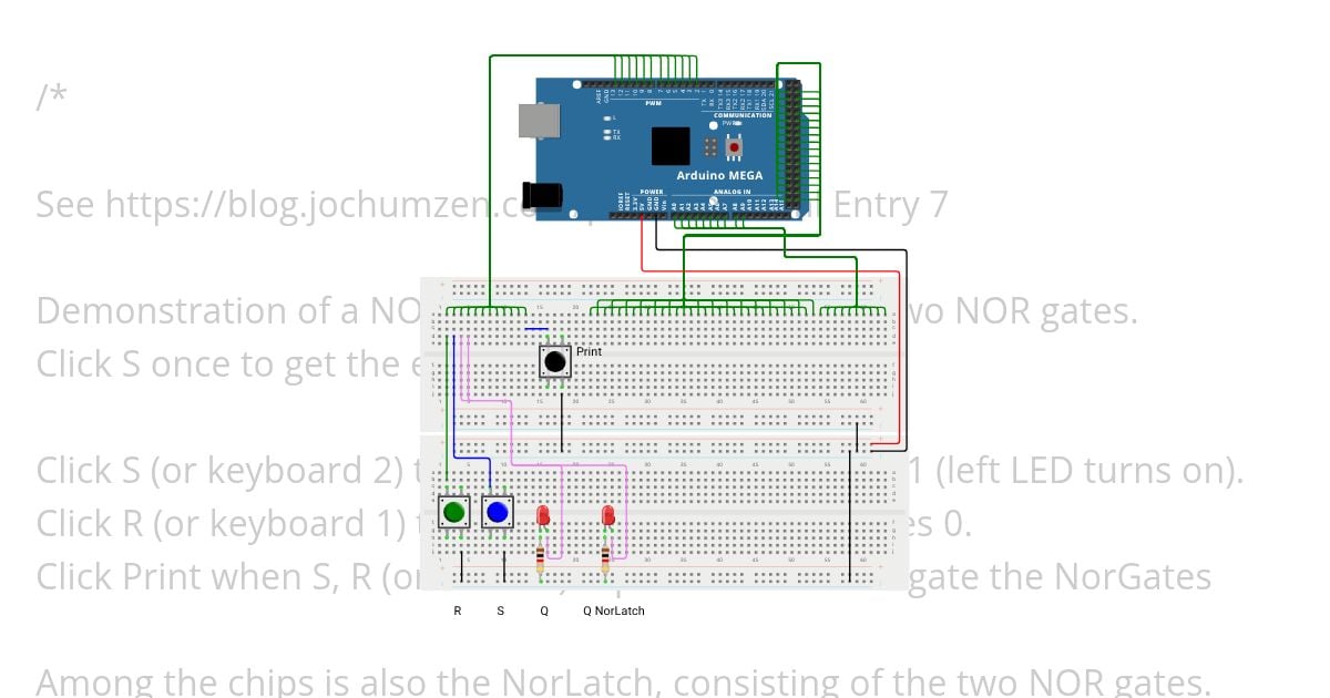 NOR latch (SR latch) simulation
