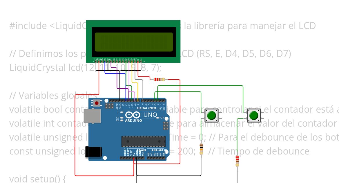Arduino Interrupciones LCD simulation