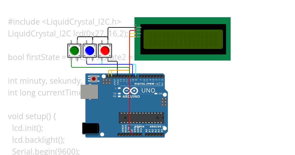 LCD + 3 buttons s Registrami simulation