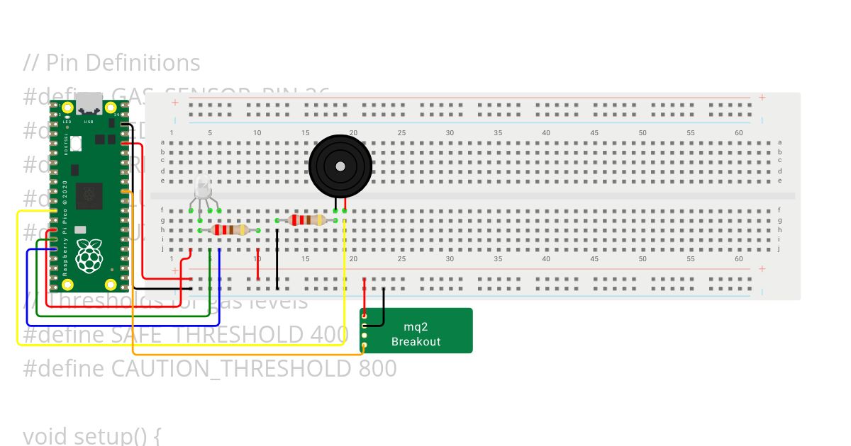 Gas Sensor App for Raspberry Pi Pico W simulation