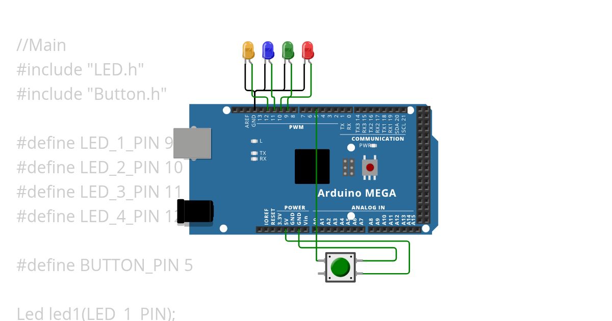 Lab 6 4 LED with Button Copy simulation