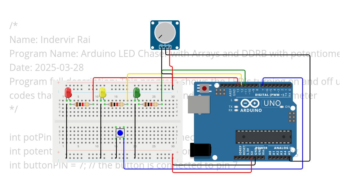 Arduino LED Chaser 4 simulation