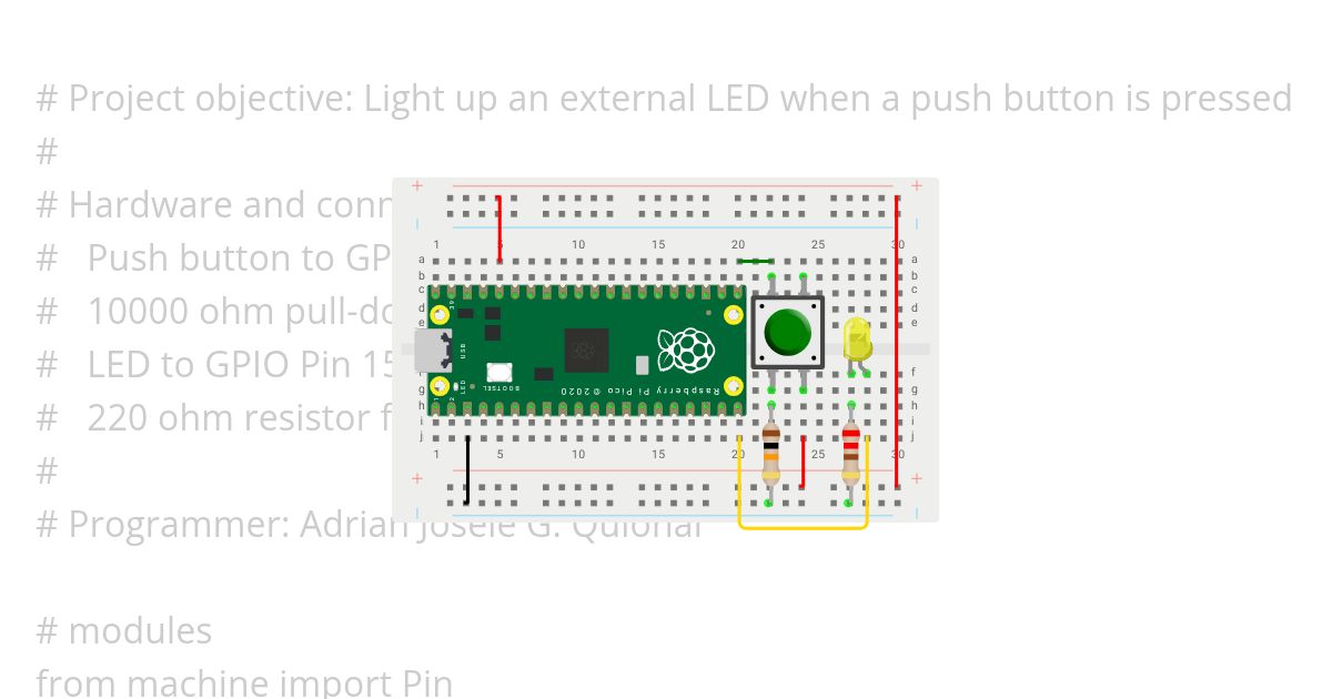 Raspberry Pi Pico Push Button and LED simulation