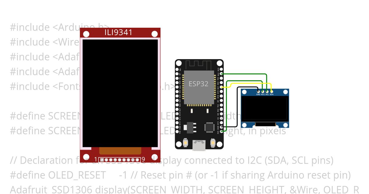 ESP32 OLED ADAFRUIT Varios Fonts simulation
