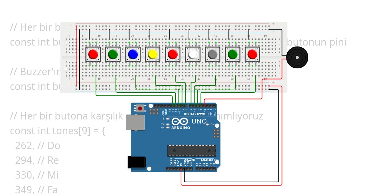 Buzzer İle Mini Piano simulation