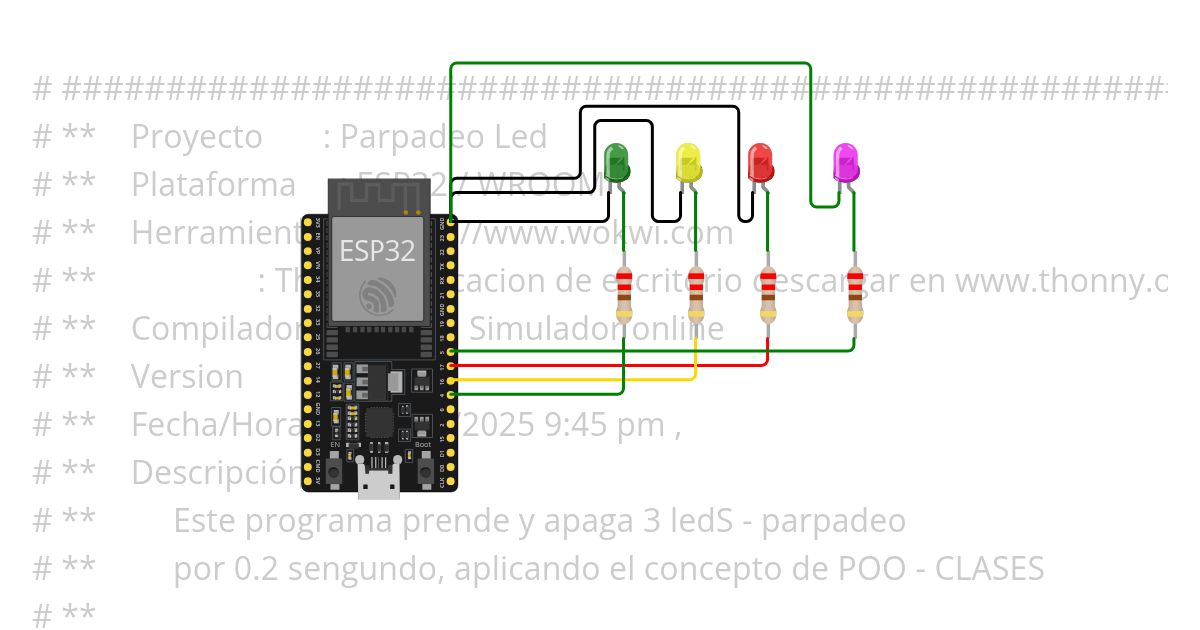 301 hola Led con Clase simulation