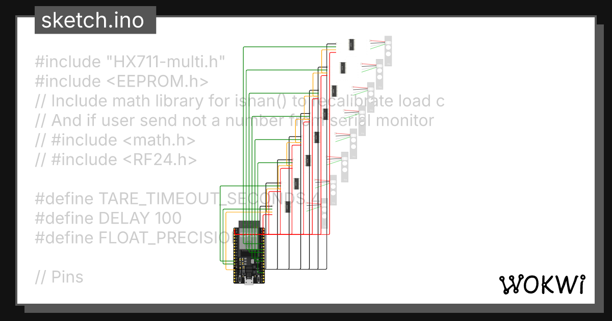 HX711-multi: 8 units to ESP32 Copy - Wokwi ESP32, STM32, Arduino