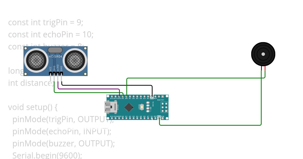Sensor jarak dengan arduino nano simulation
