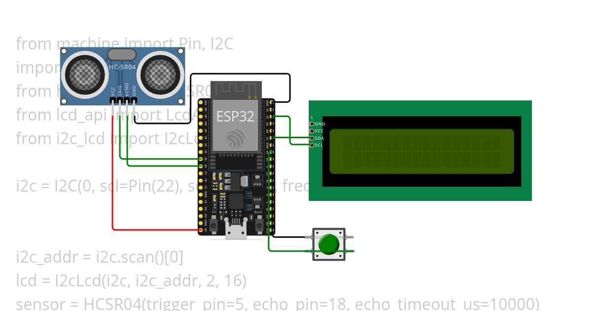 Ultrasonic with i2c lcd esp32  Copy (2) simulation