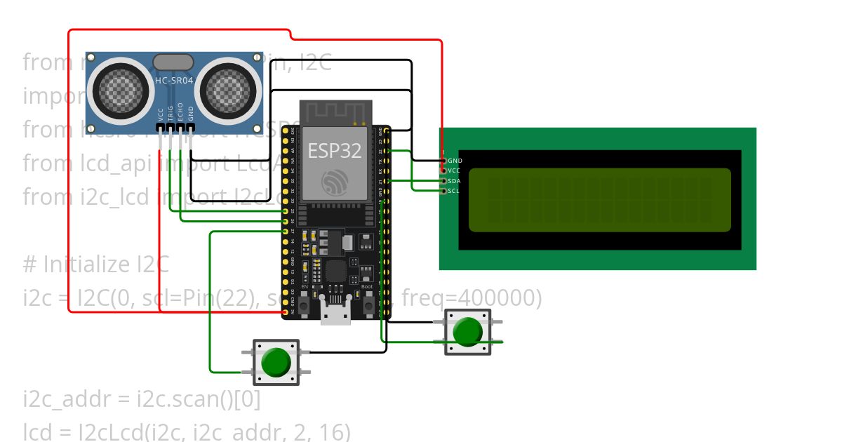 Ultrasonic with i2c lcd esp32  Copy (4) simulation