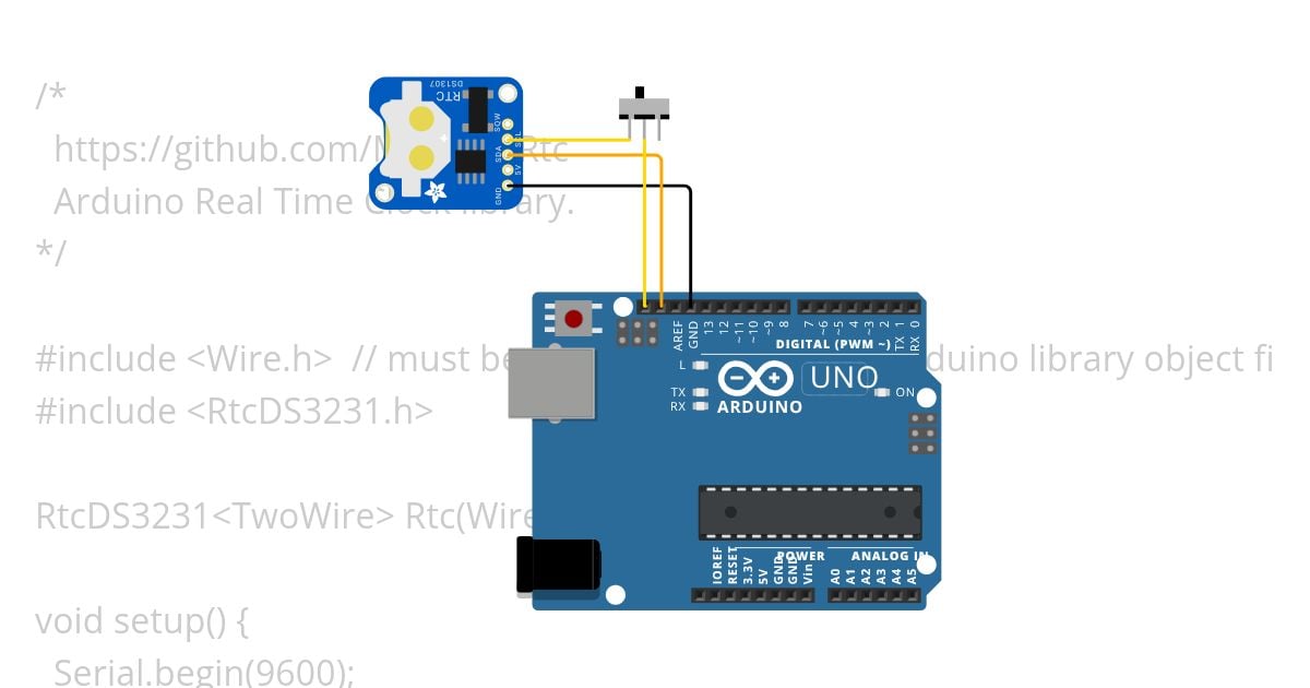 RTC DS3231 by Makuna Hardwarewire simulation