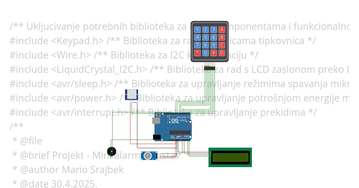 Mini alarmni sustav - Projekt simulation