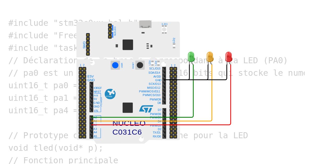 STM32 freertos 3 leds optimale  ROUND ROBIN