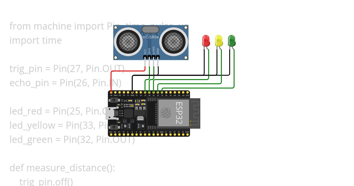 Ultrasonic sensor 3led simulation