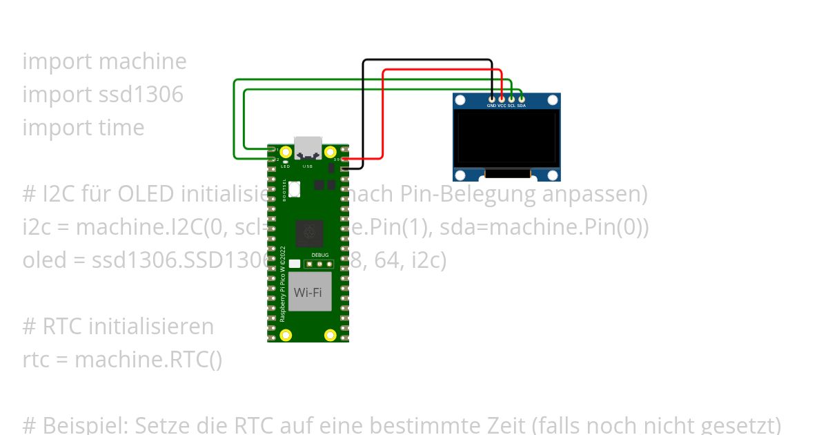 Uhrzeit Datum auf OLED simulation