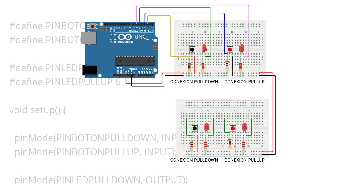 Explicacion - Botones PULLUP y PULLDOWN simulation