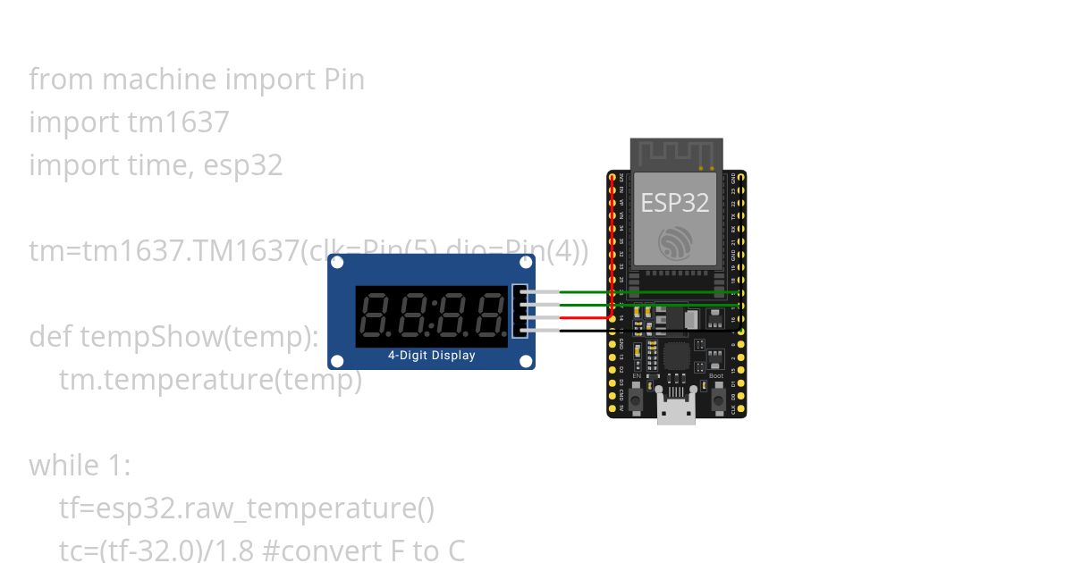TM1637 4 Digit 7-Segment LED - Python simulation