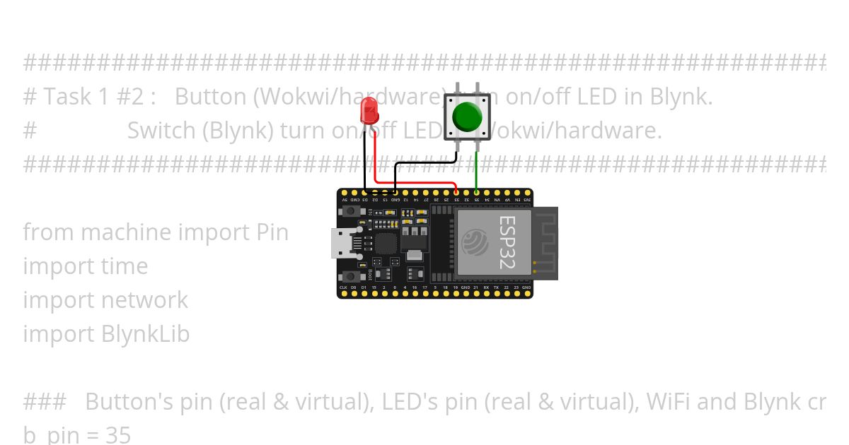 Blynk 1 Button 1 LED simulation
