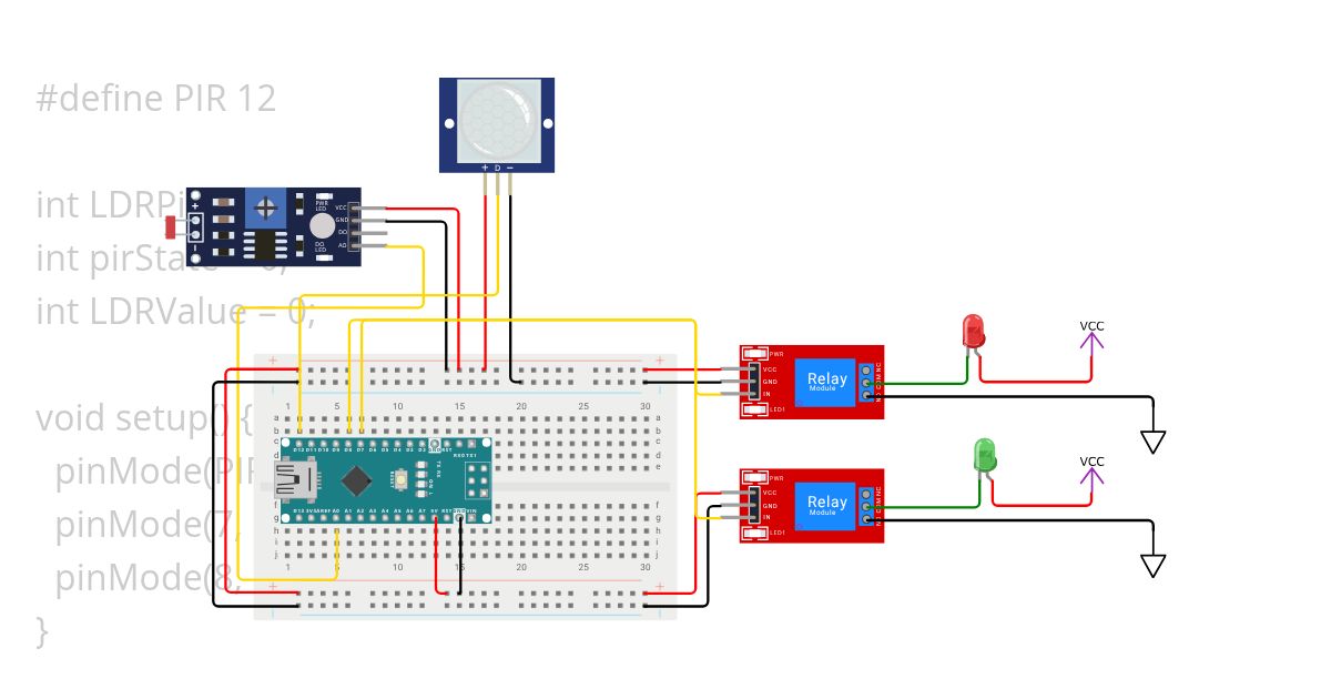 diagram LED sensor motion & illumination simulation