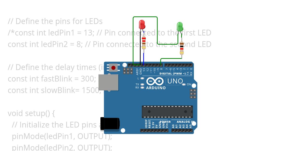 blink fast and slow led simulation