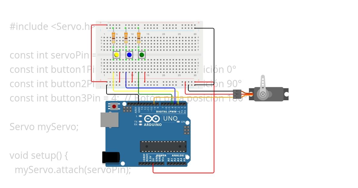 3 botones + servo simulation