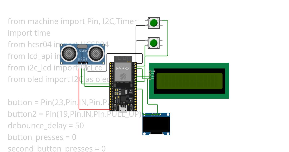Ultrasonic with i2c lcd esp32 simulation