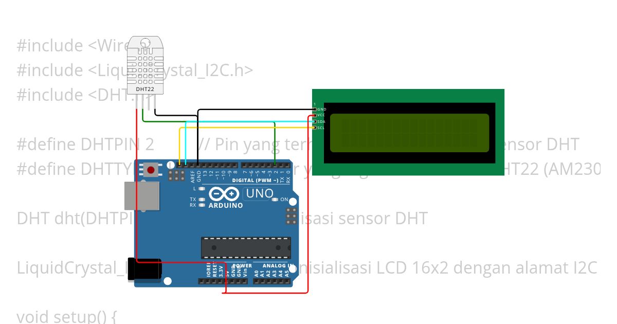 DHT22 dan LCD simulation