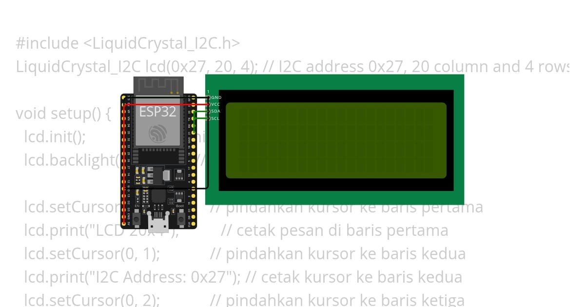 Esp32 LCD 20X4 simulation