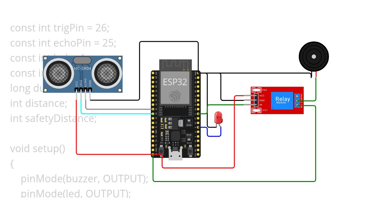 HC-SR04 Ultrasonic Distance sensor simulation