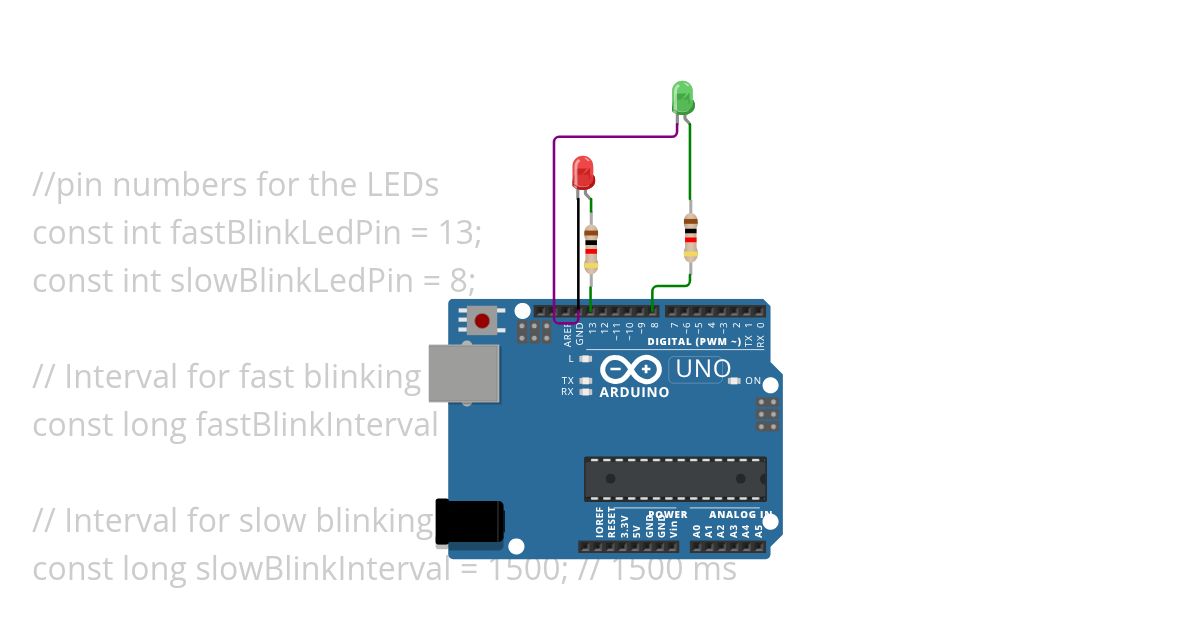 Fast Blink and Slow Blink of LED simulation