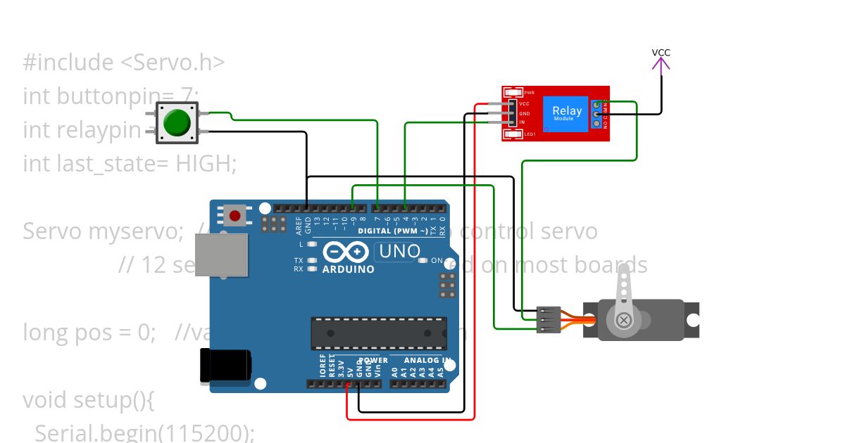 Servo Motor Control via PWM and Relay simulation