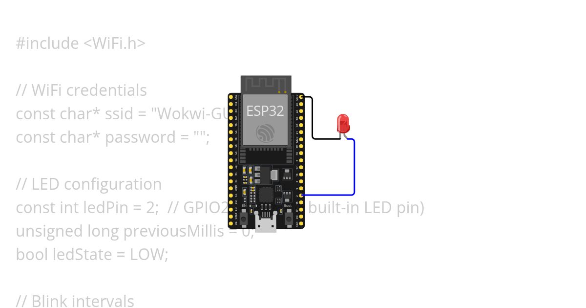 esp32 wifi connection led blink simulation