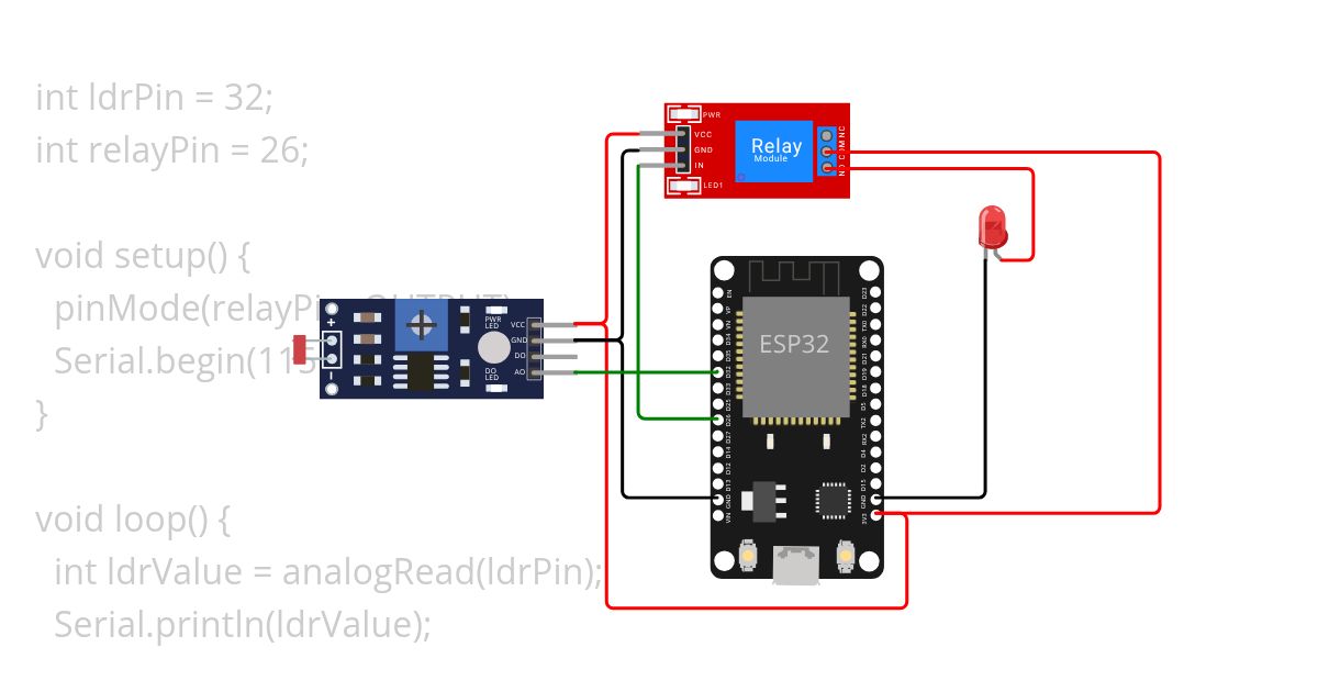 LDR SENSOR WITH ESP32  simulation